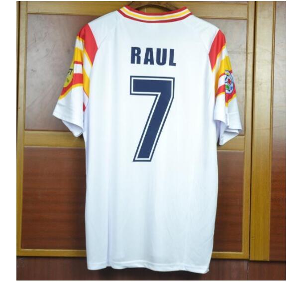 1996 Spain Retro Home Kit Soccer Jersey #7 RAUL